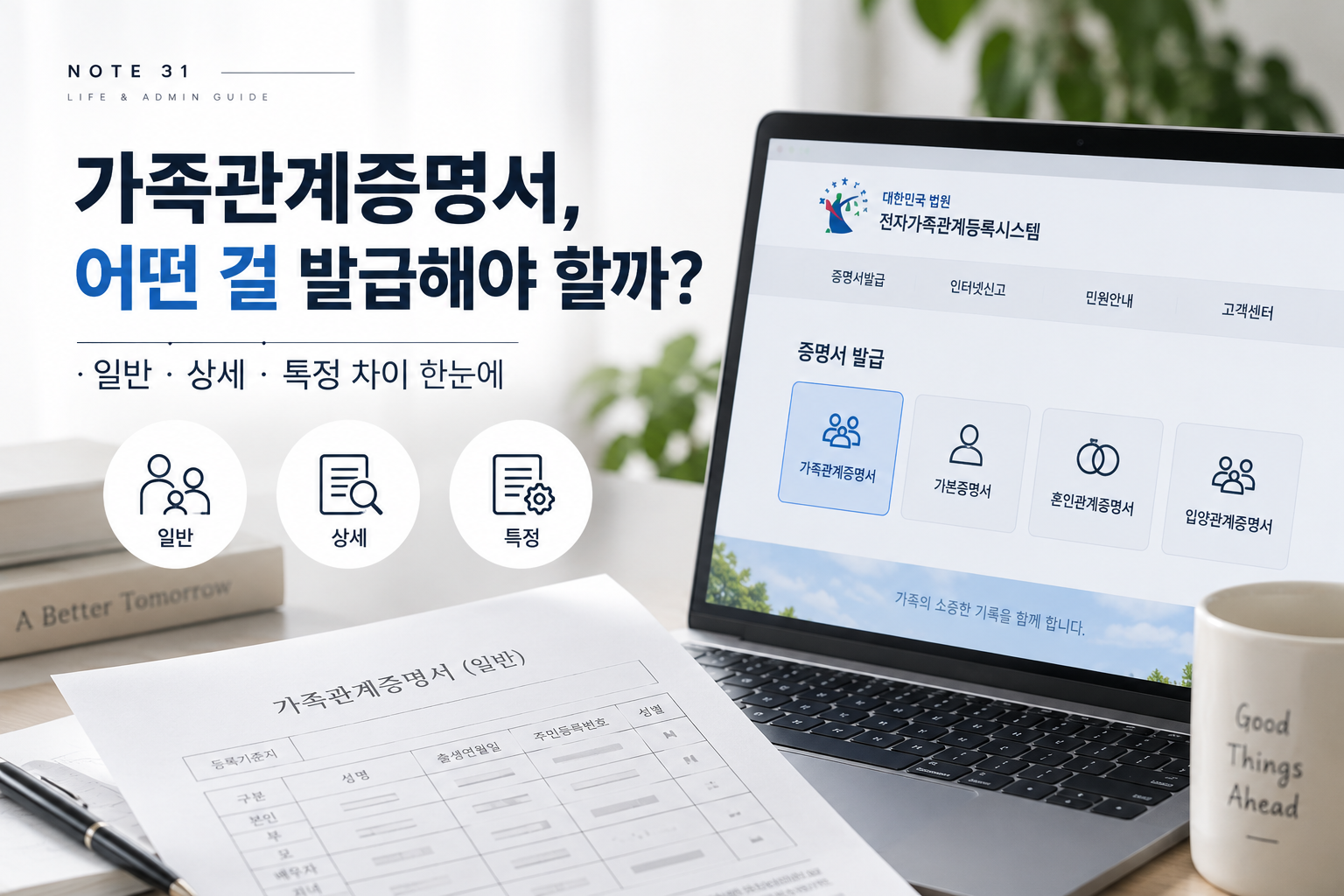 가족관계증명서 인터넷 발급｜일반·상세·특정 차이와 발급 방법
