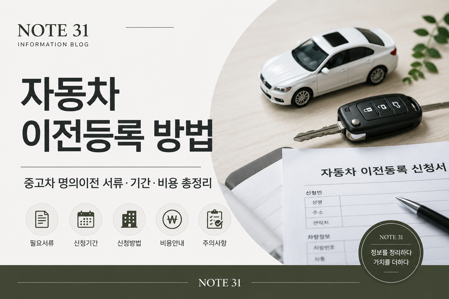 자동차 이전등록 방법|중고차 명의이전 서류·기간·비용 총정리