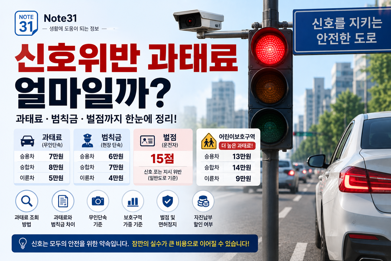 신호위반 과태료 얼마일까?｜범칙금·벌점까지 비교